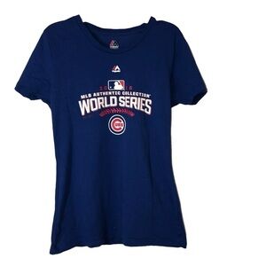 CHICAGO CUBS 2016 MLB Authentic Collection World Series T-Shirt Blue Sz S